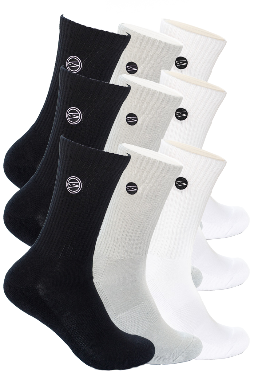 9 Pair Bundle - Essential Crew Socks - Glide Socks